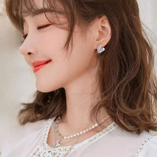 Sterling Earring Panel Cuff Silver Ear Heart Stud /