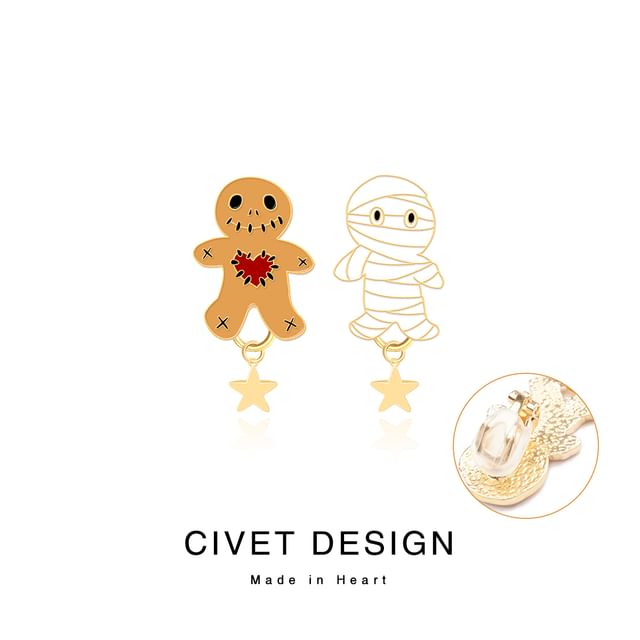 Silver / Sterling Asymmetrical Earring Ear Halloween Stud Cuff Cartoon