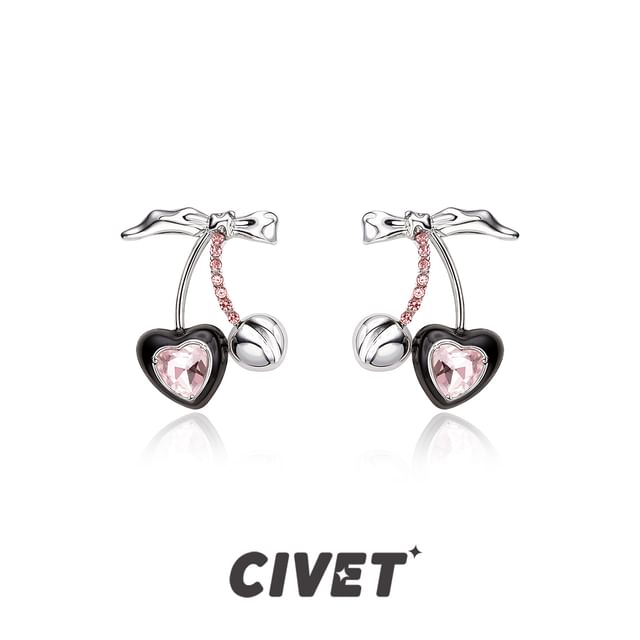 Rhinestone / Sterling Silver Stud Earring Cherry Ear Cuff