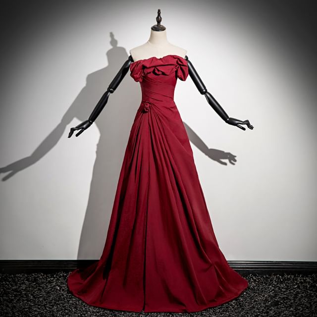 Evening Strapless A-Line Plain Gown