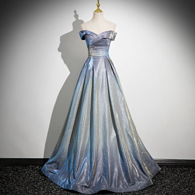 Evening Glossy A-Line Gown Strapless