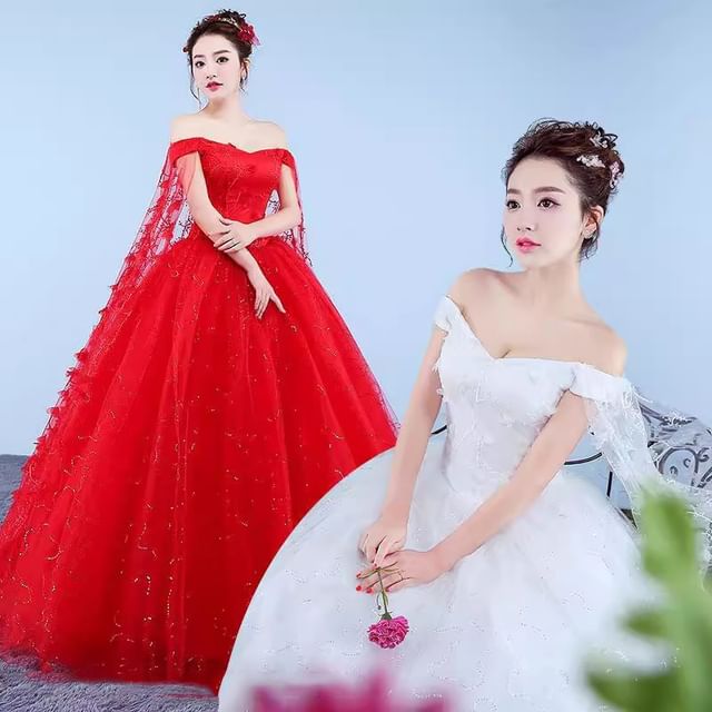 Ball Gown Off-Shoulder Sequin Floral