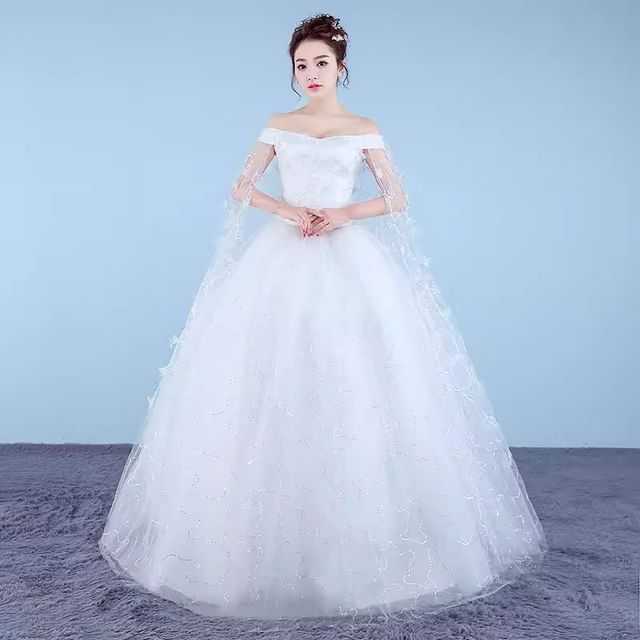 Ball Gown Off-Shoulder Sequin Floral