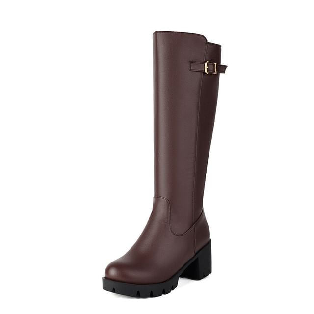 Tall Chunky Heel Boots Buckled