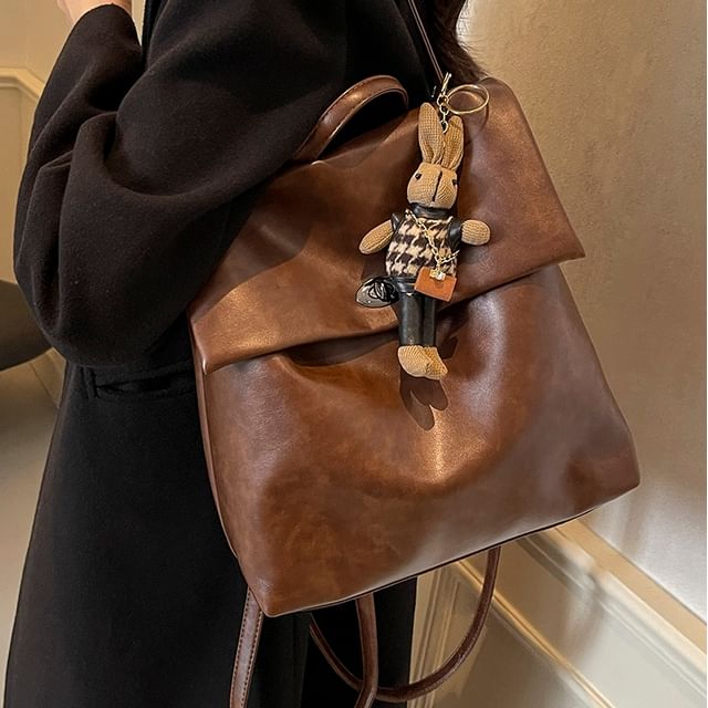 Faux With Backpack Leather Flap Charm