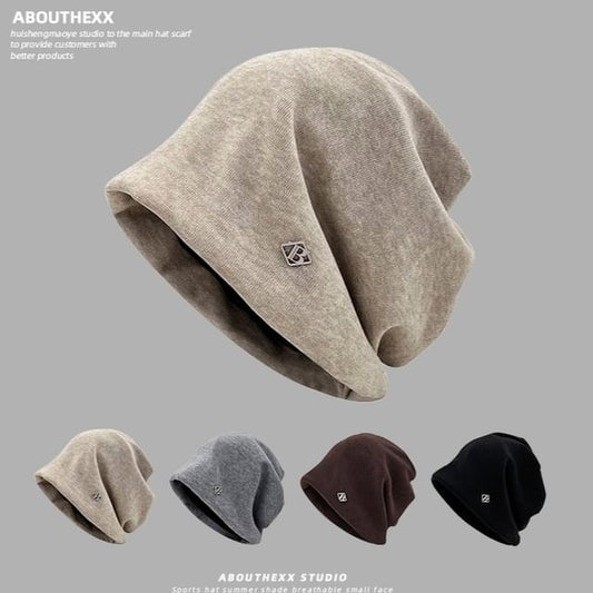 Metal Slouchy Plate Beanie Letter B