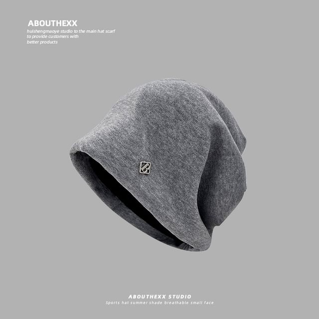 Metal Slouchy Plate Beanie Letter B