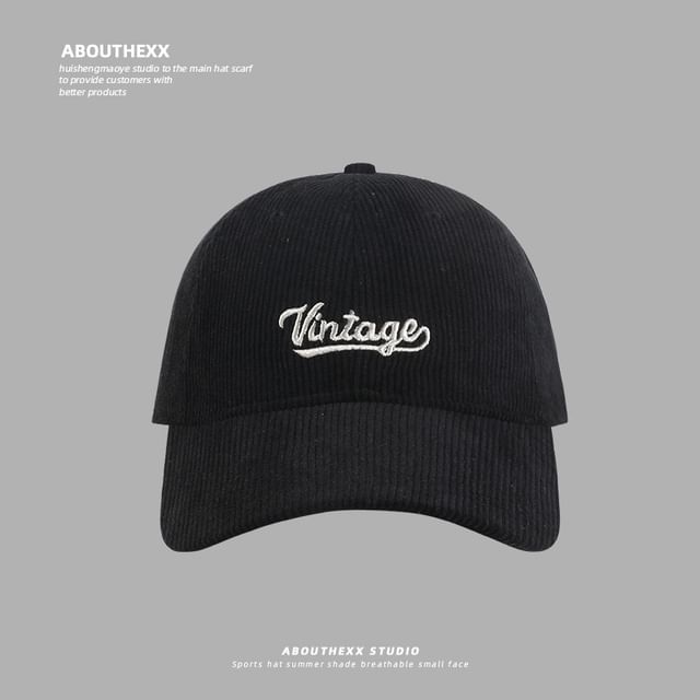 Corduroy Cap Lettering Baseball Embroidered