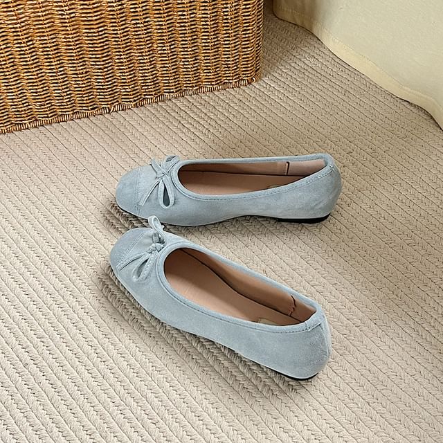 Accent Leather Flats Bow Faux