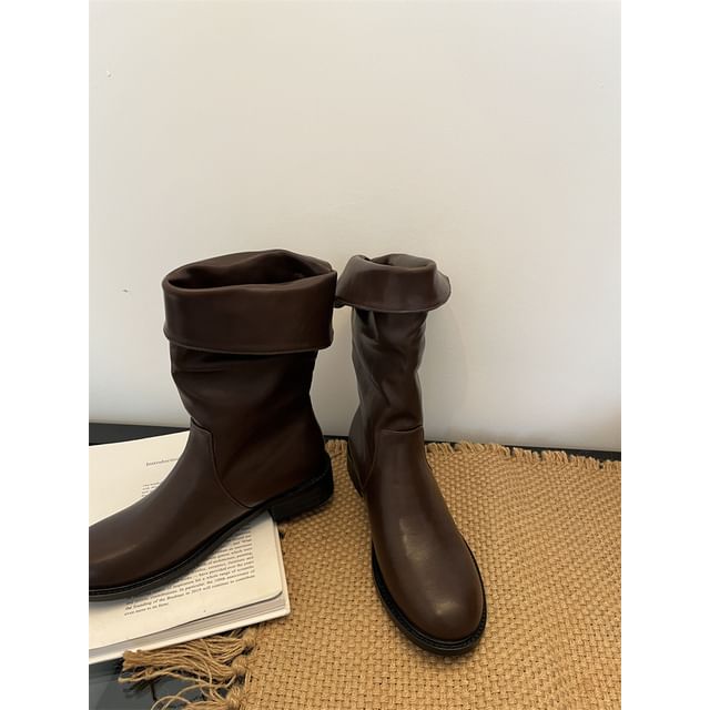 Suede Calf Boots Mid Faux