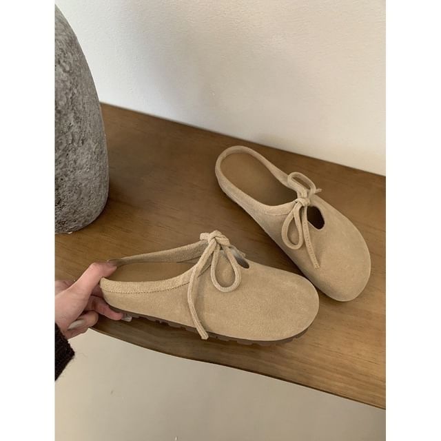 Suede Bow Faux Mules