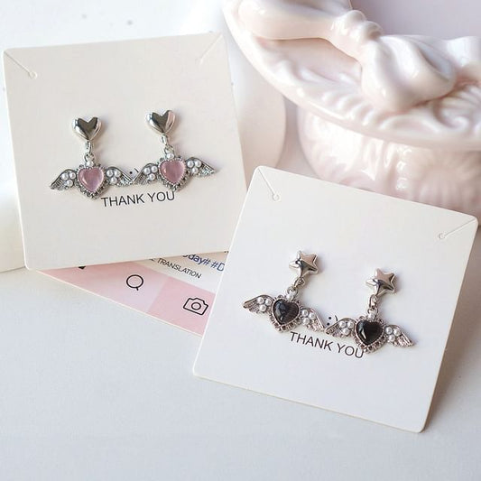 Earring Clip-On / Gemstone Heart Drop