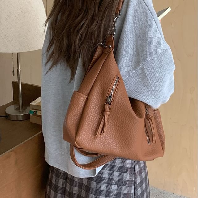 Faux Leather Shoulder Bag Tassel