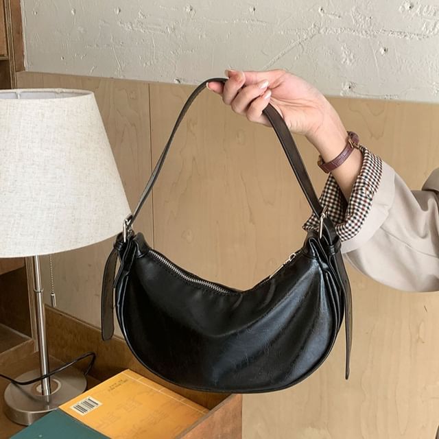 Crescent Shoulder Faux Leather Bag