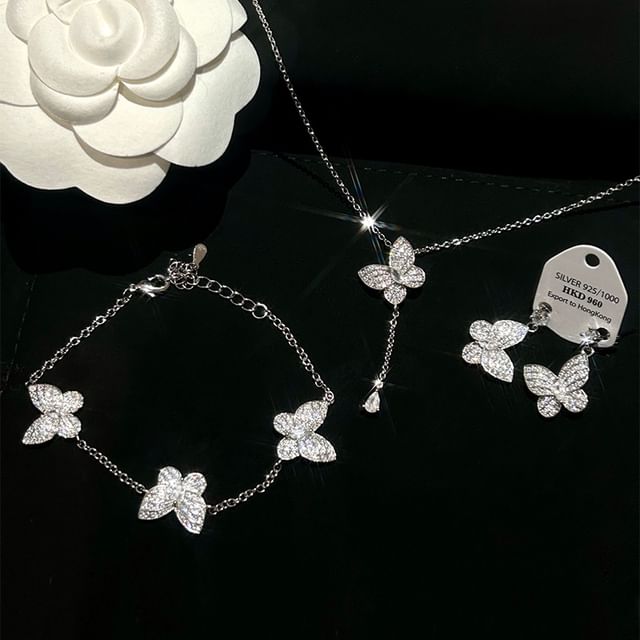Bracelet Earring / Butterfly Stud Necklace