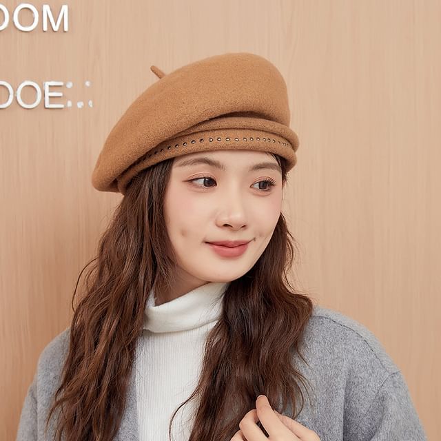 Studded Beret Hat