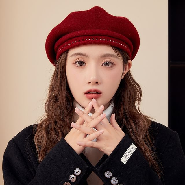 Studded Beret Hat