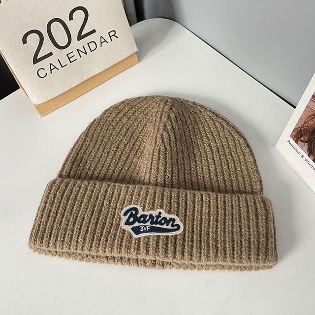 Applique Beanie Lettering Knit