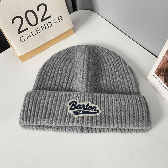 Applique Beanie Lettering Knit
