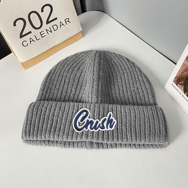 Lettering Knit Beanie Applique