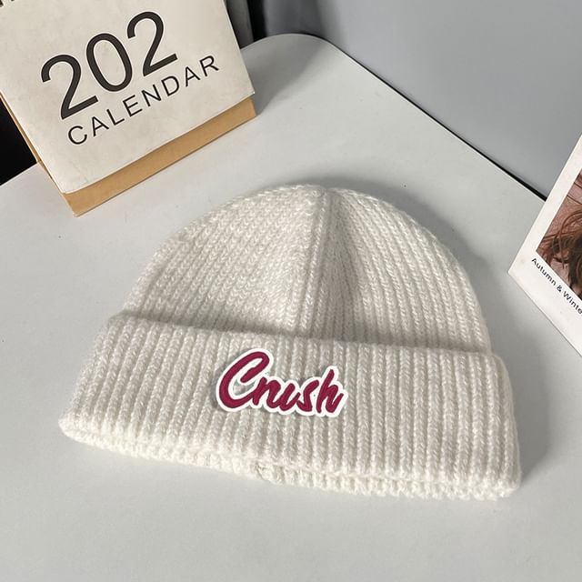 Lettering Knit Beanie Applique