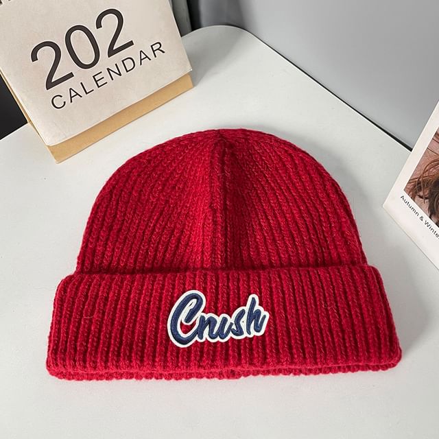 Lettering Knit Beanie Applique