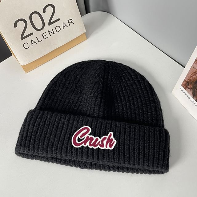 Lettering Knit Beanie Applique