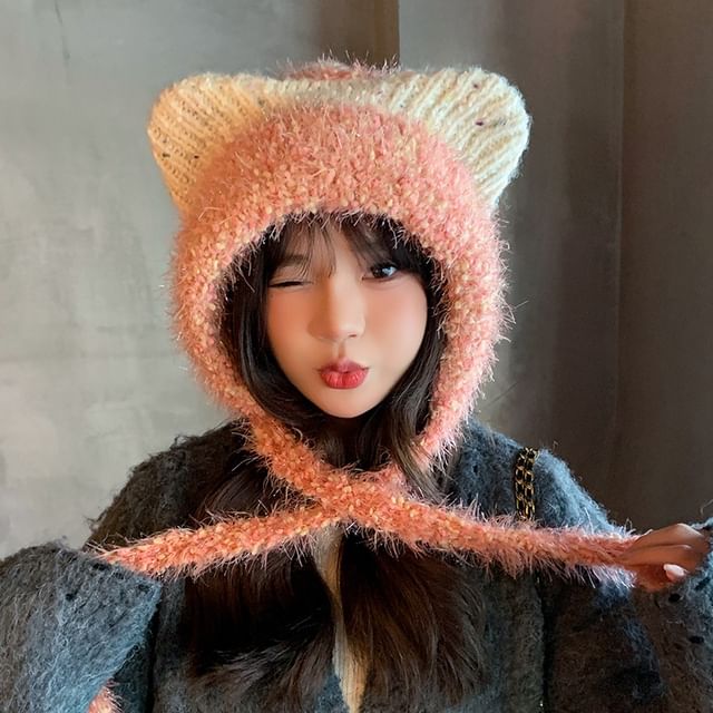 Wool Ear Cat Trapper Hat
