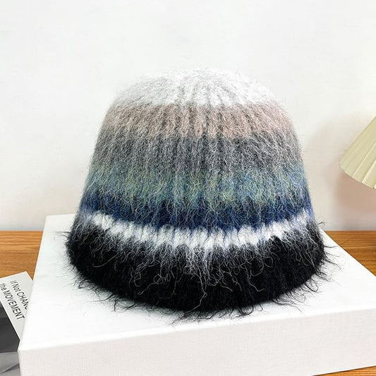 Bucket Striped Knit Hat