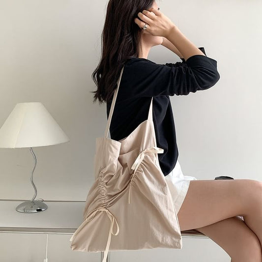 Plain Bag Drawstring Shopper Bow
