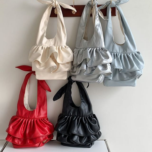 Bag Ruffle Tote Leather Faux