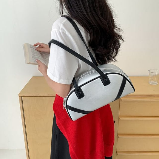 Leather Faux Bag Bowler Striped