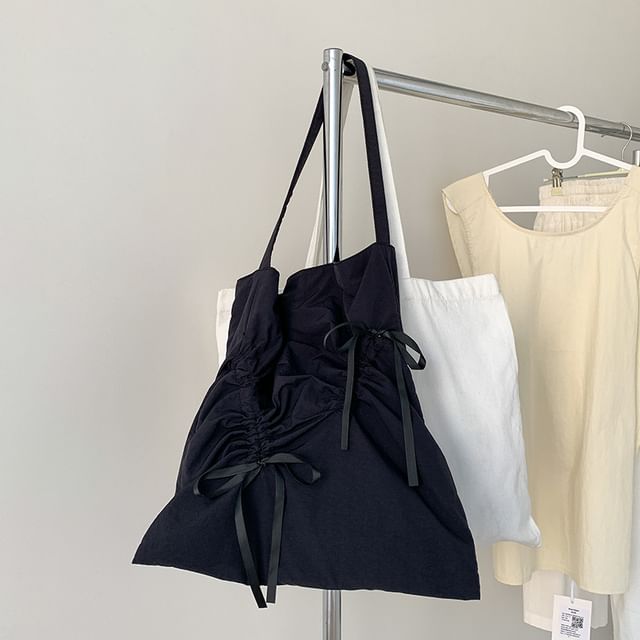 Plain Bag Drawstring Shopper Bow