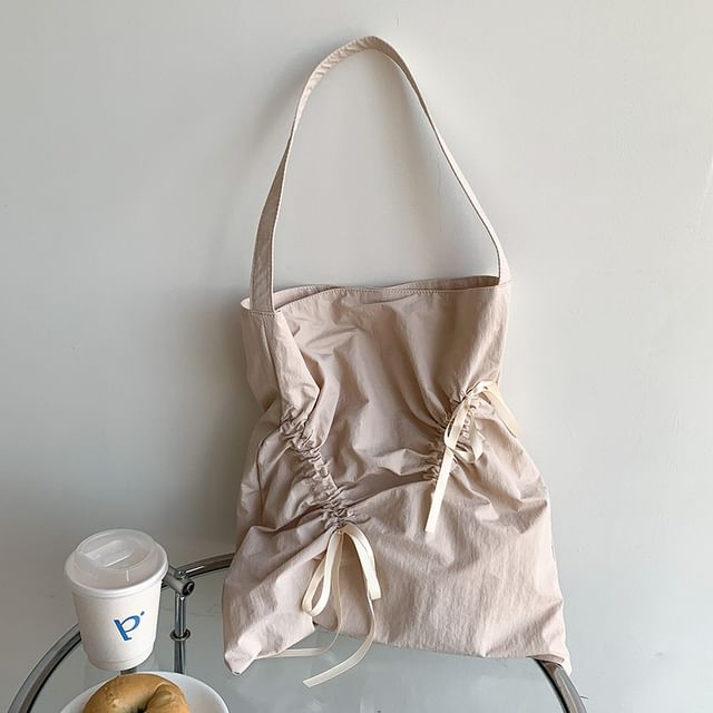 Plain Bag Drawstring Shopper Bow