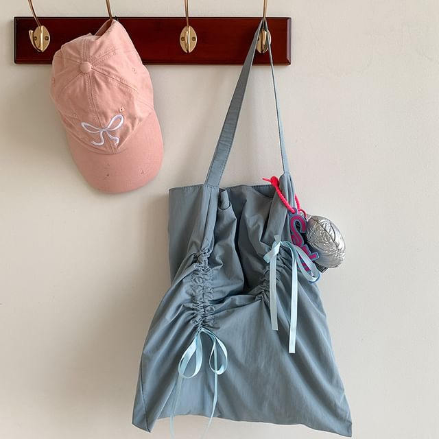 Plain Bag Drawstring Shopper Bow