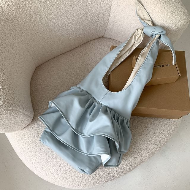 Bag Ruffle Tote Leather Faux