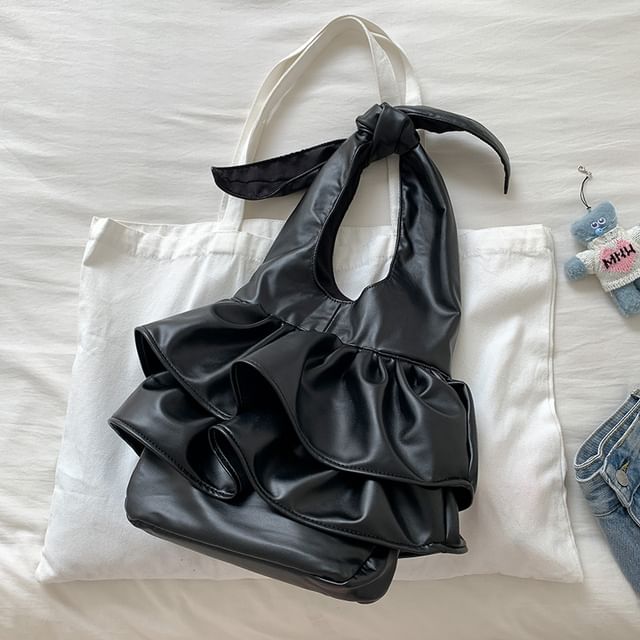 Bag Ruffle Tote Leather Faux