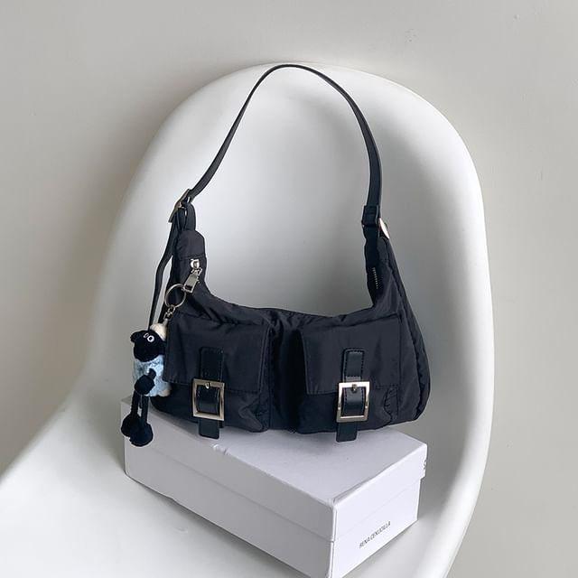 Multi-Pocket Buckled Shoulder Bag