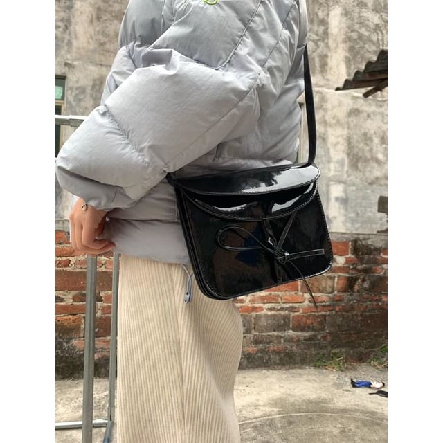 Leather Faux Flap Bag Bow Crossbody