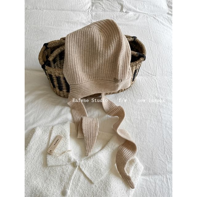 Plain Knit Bonnet Hat