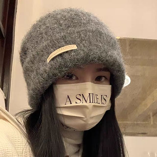 Applique Plain / Knit Ribbed Beanie