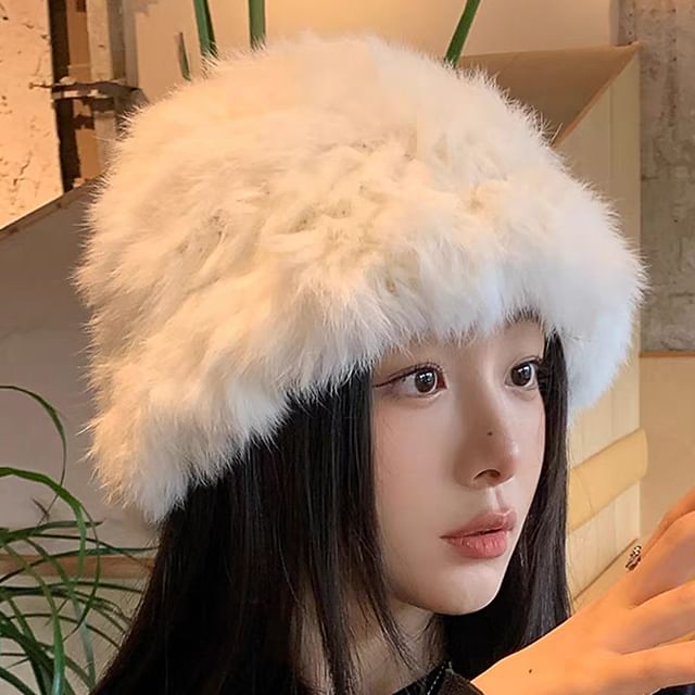 Star / Bucket Plain Hat Fur Faux