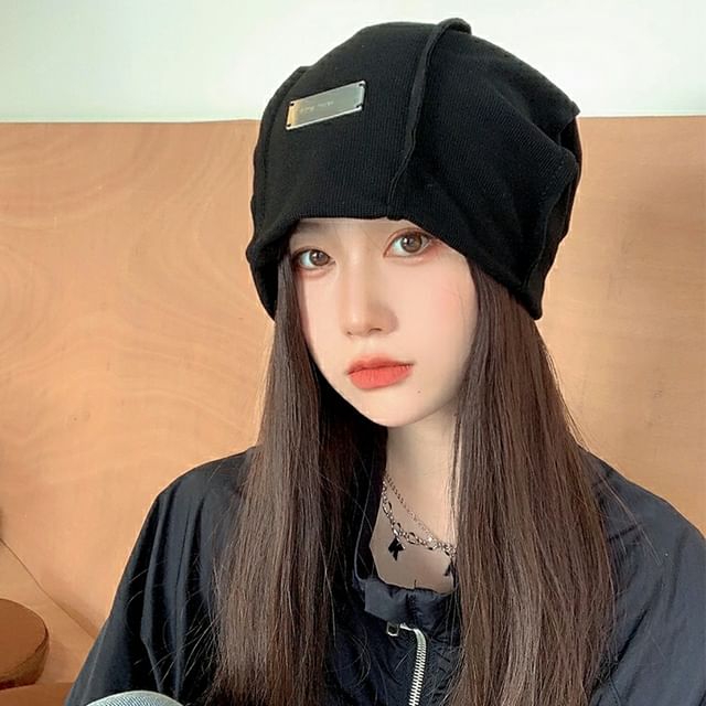 Panel Ribbed Beanie / Plain Knit