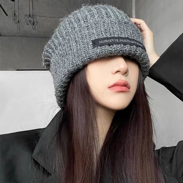 Beanie Applique Ribbed Knit