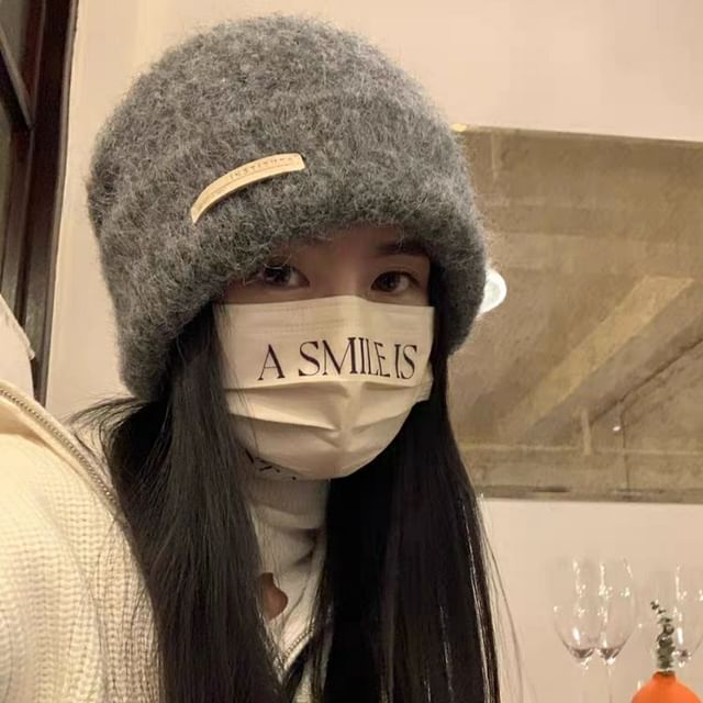 Applique Plain / Knit Ribbed Beanie