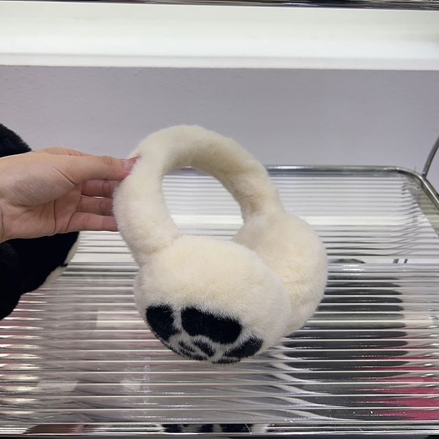 Floral Fluffy Bow Muffs Ear Scarf Print / Set