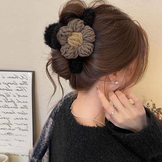 Yarn Claw Floral Chenille Hair Clip