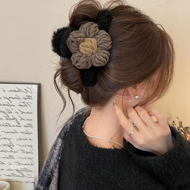 Yarn Claw Floral Chenille Hair Clip