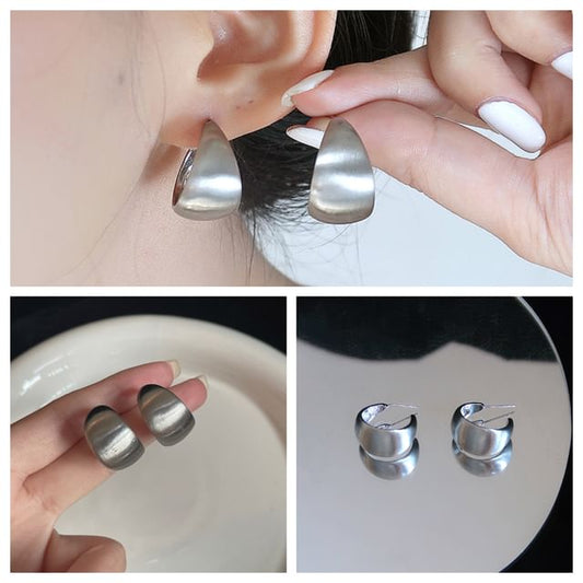 Metallic Earring Thick Hoop Silver Sterling