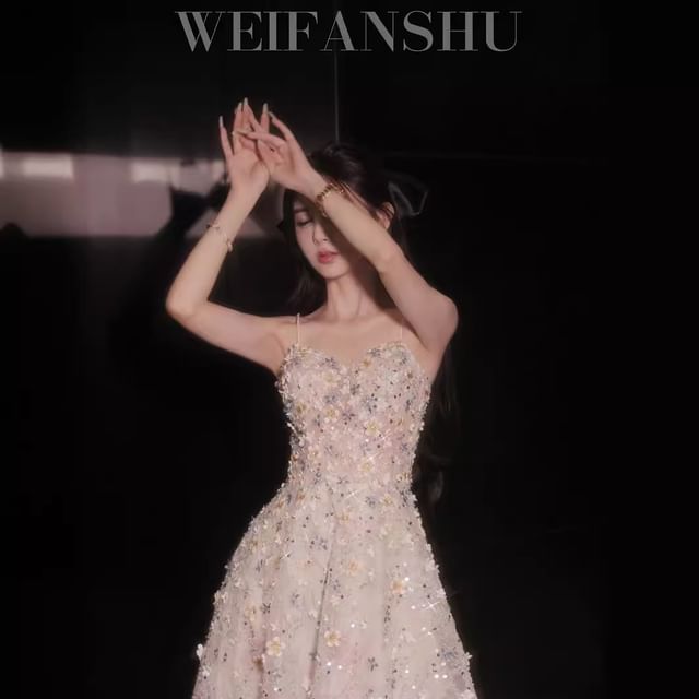 Sequin (Various Floral Evening Embroidered A-Line Gown Designs)